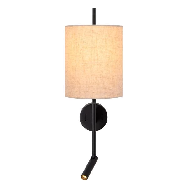 Lucide MAGIC - Wandlamp - 1xE27 - Met USB oplaadpunt - Zwart - detail 3